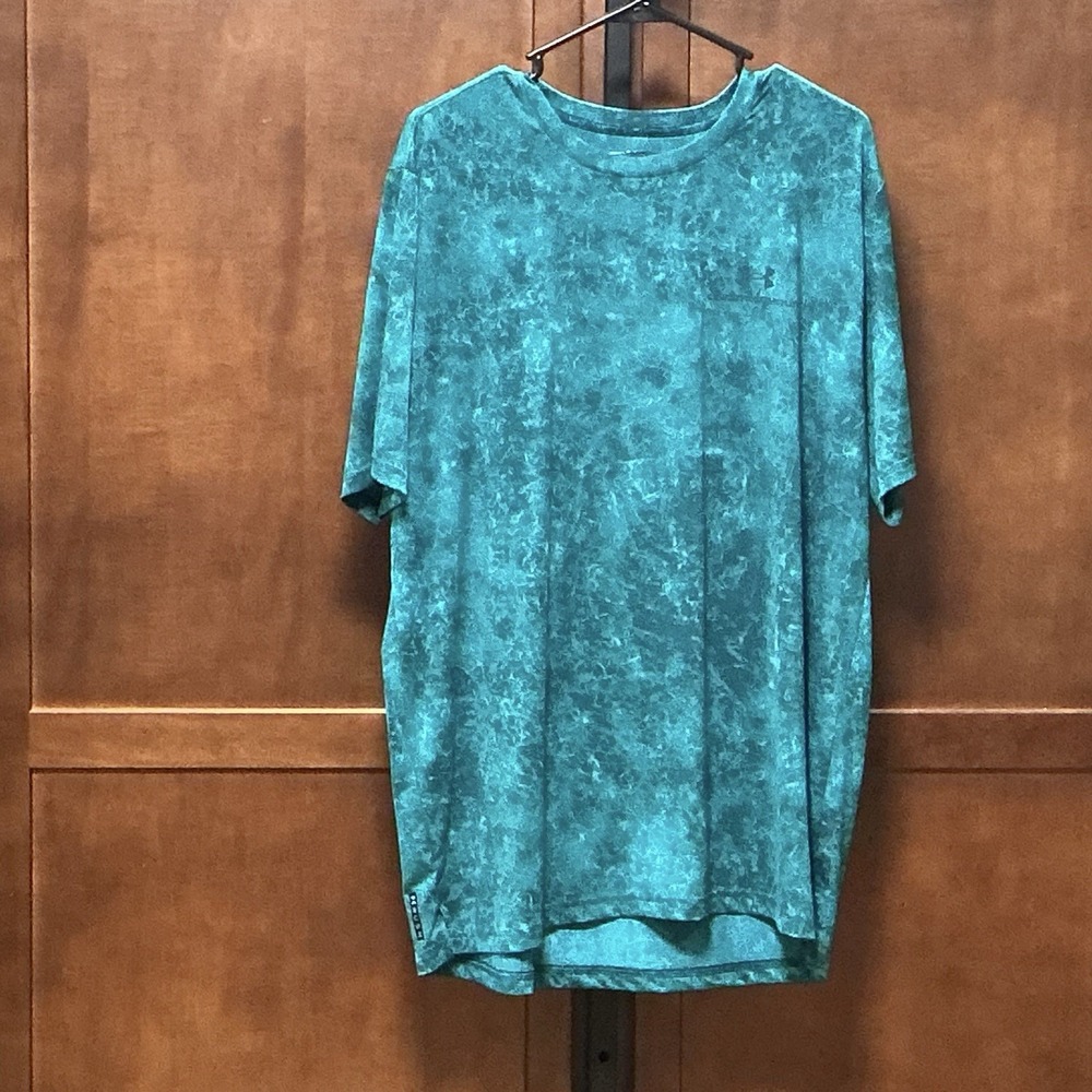 Under Armour Vanish Energy Mens XL Teal RUSH Short Sleeve Shirt 1383974